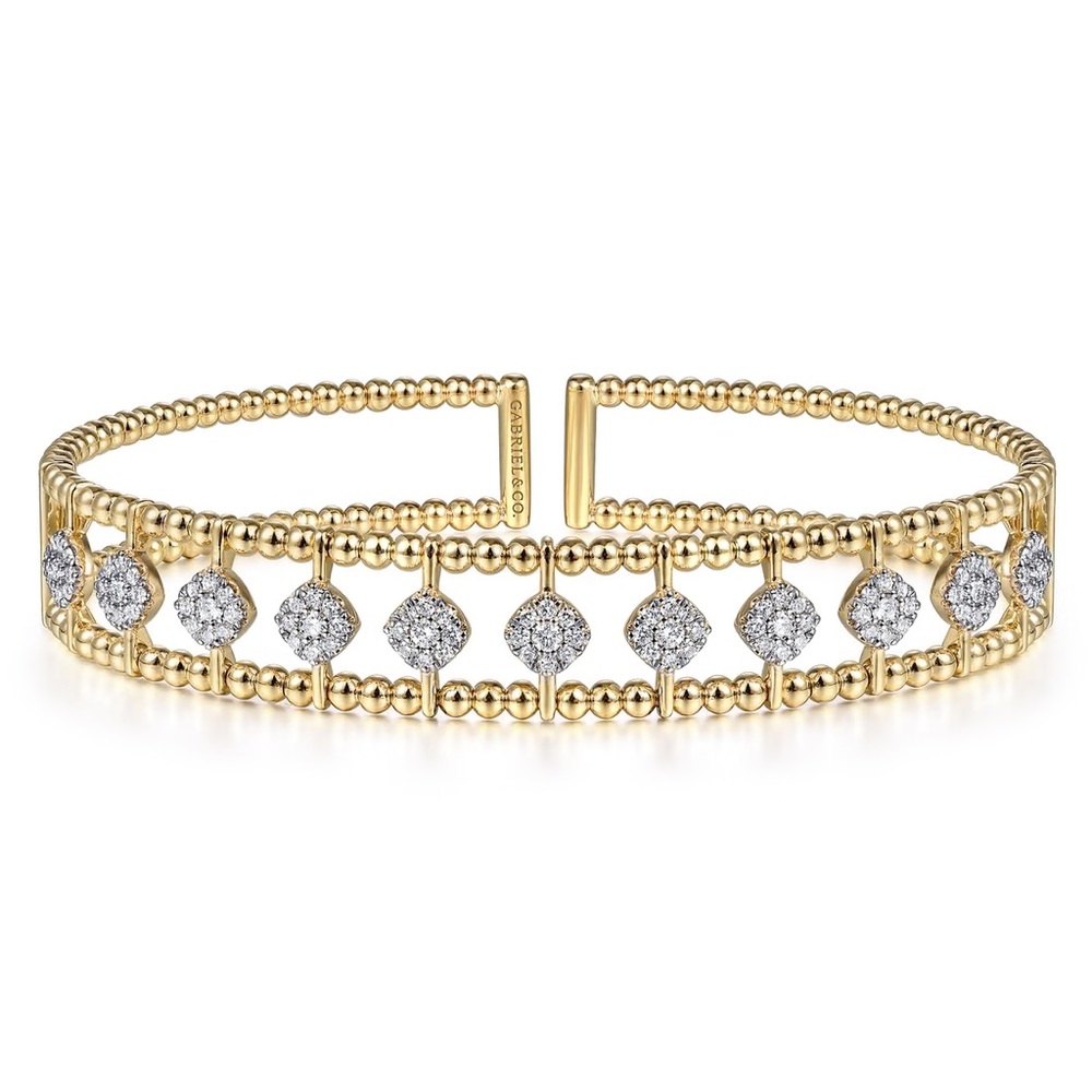 Gabriel & Co. Bujukan Bead Cuff Bracelet with Pave Diamond Connectors